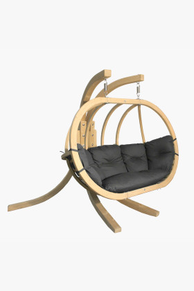 Masszív lucfenyő fa hintaszék grafit színű, levehető párnával